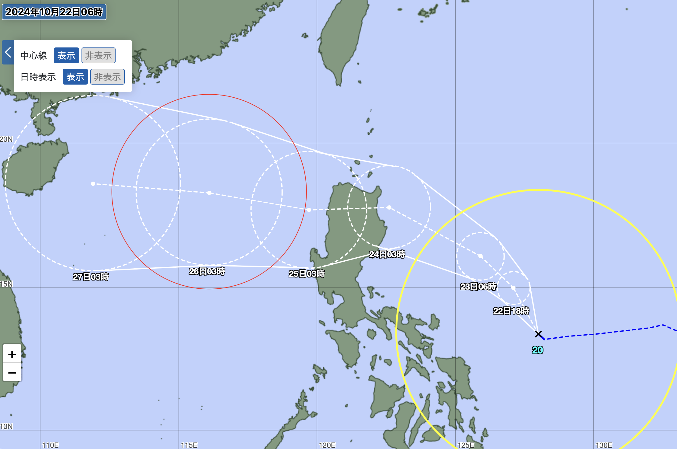 台風２１号の予想天気図